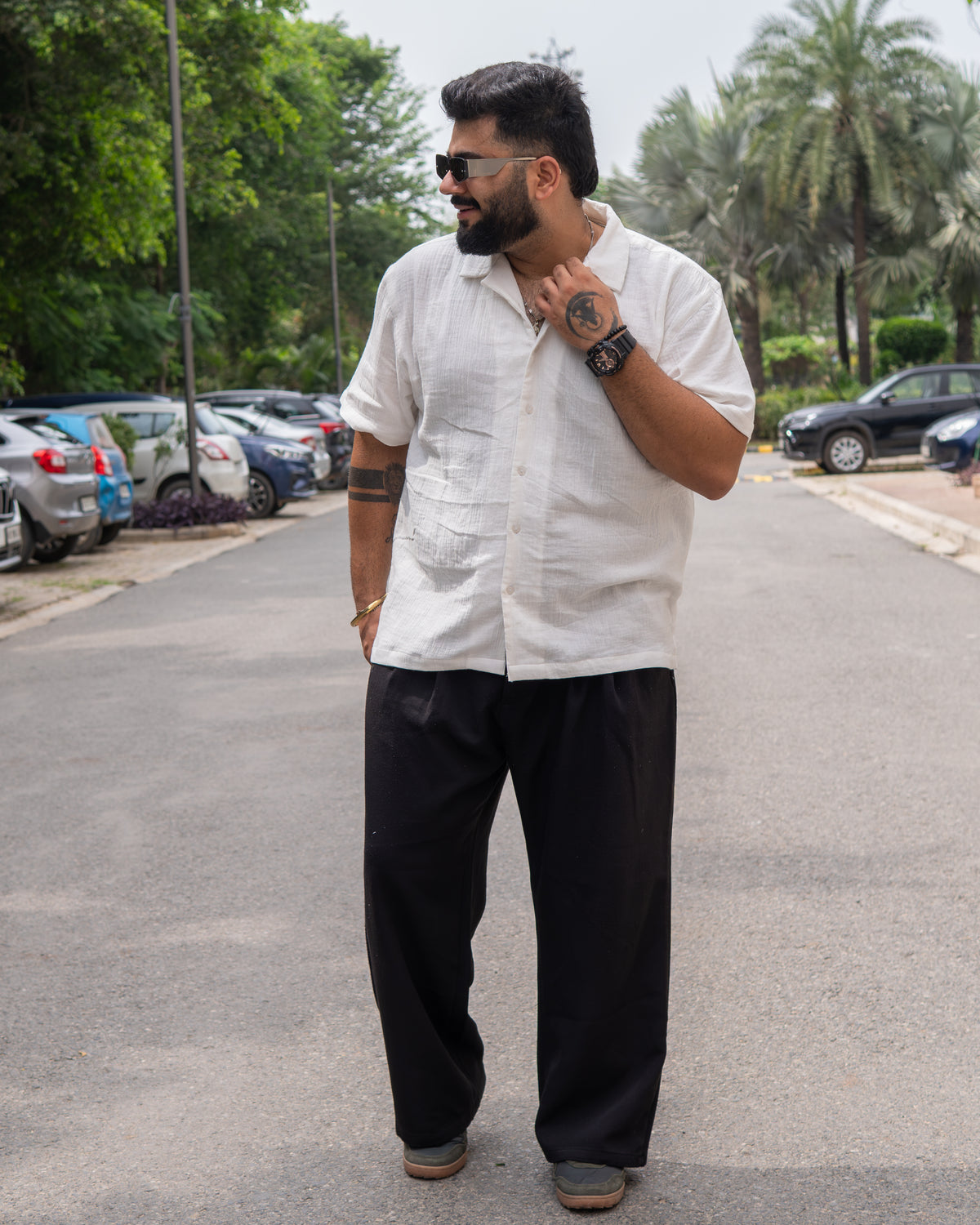 White RelaxFit Casual Shirt