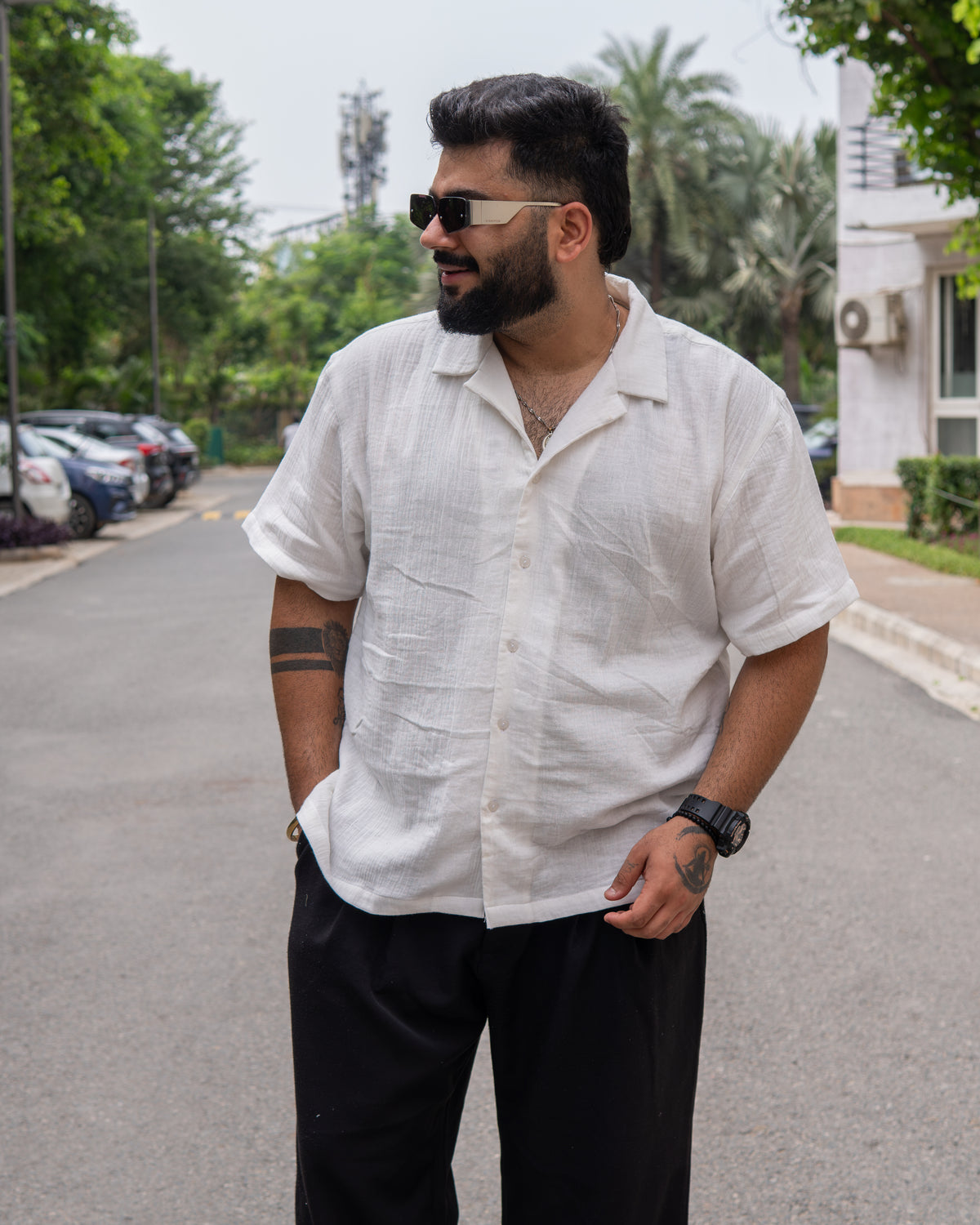White RelaxFit Casual Shirt